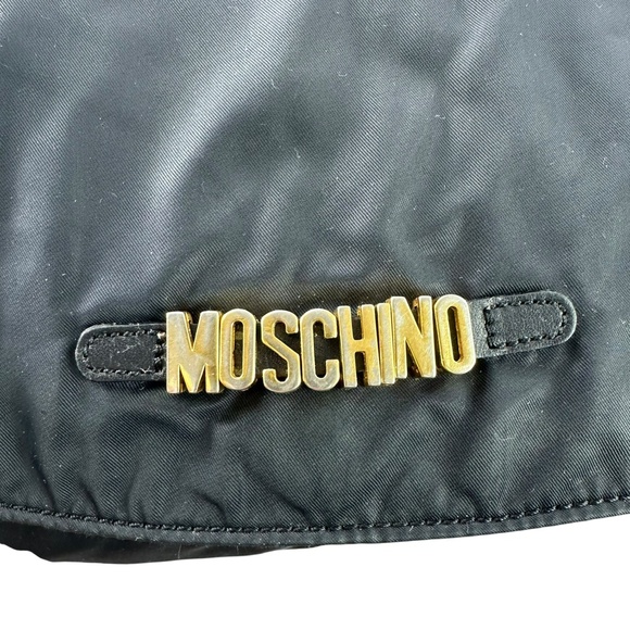 Vintage MOSCHINO Black Nylon Logo Crossbody Bag Purse - Picture 10 of 14